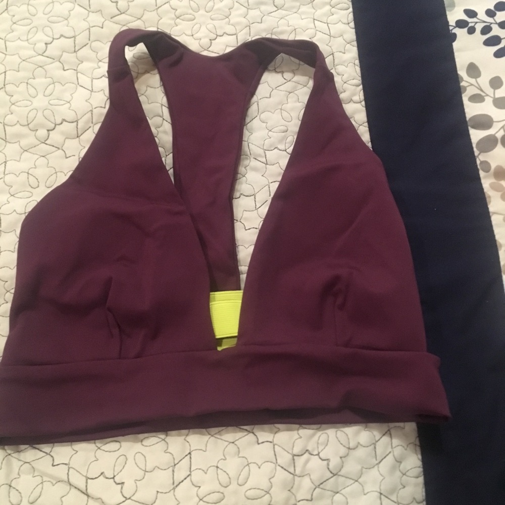 Port deBras Meli sport bra Aubergine with yellow L